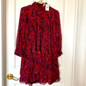 Cinq A Sept Women's Red Stargazer Lilies Ruva Dress Size 8